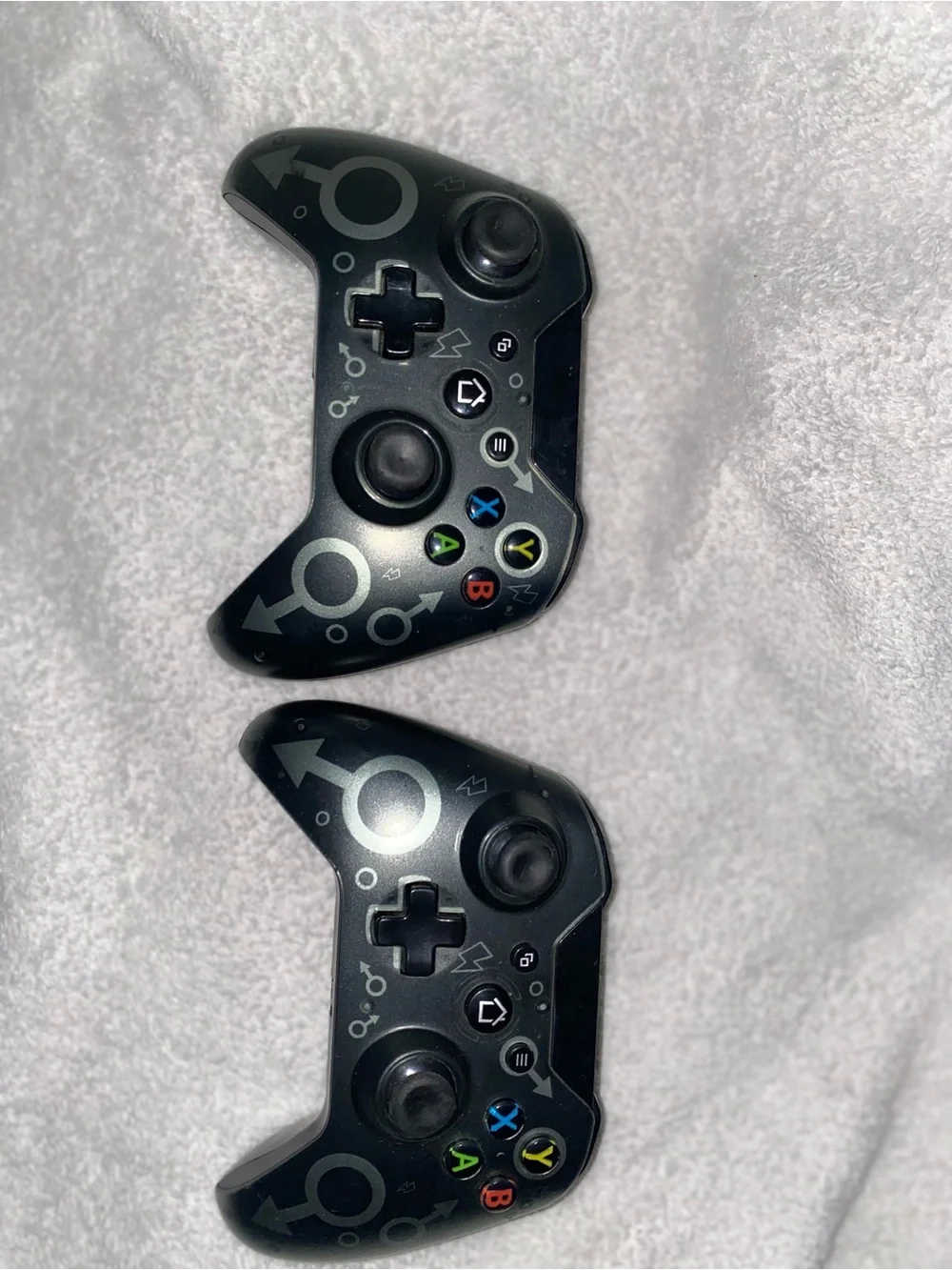 Black Wireless Gaming Controllers with Symbol Accent Design (Set of 2)